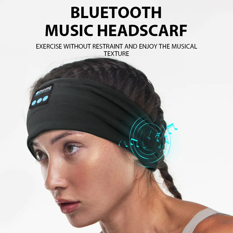 Wireless Bluetooth Headband Earphones Sports Fitness Yoga Headband Headset Elastic Soft Sleeping Smart Music Eye Mask Headphones