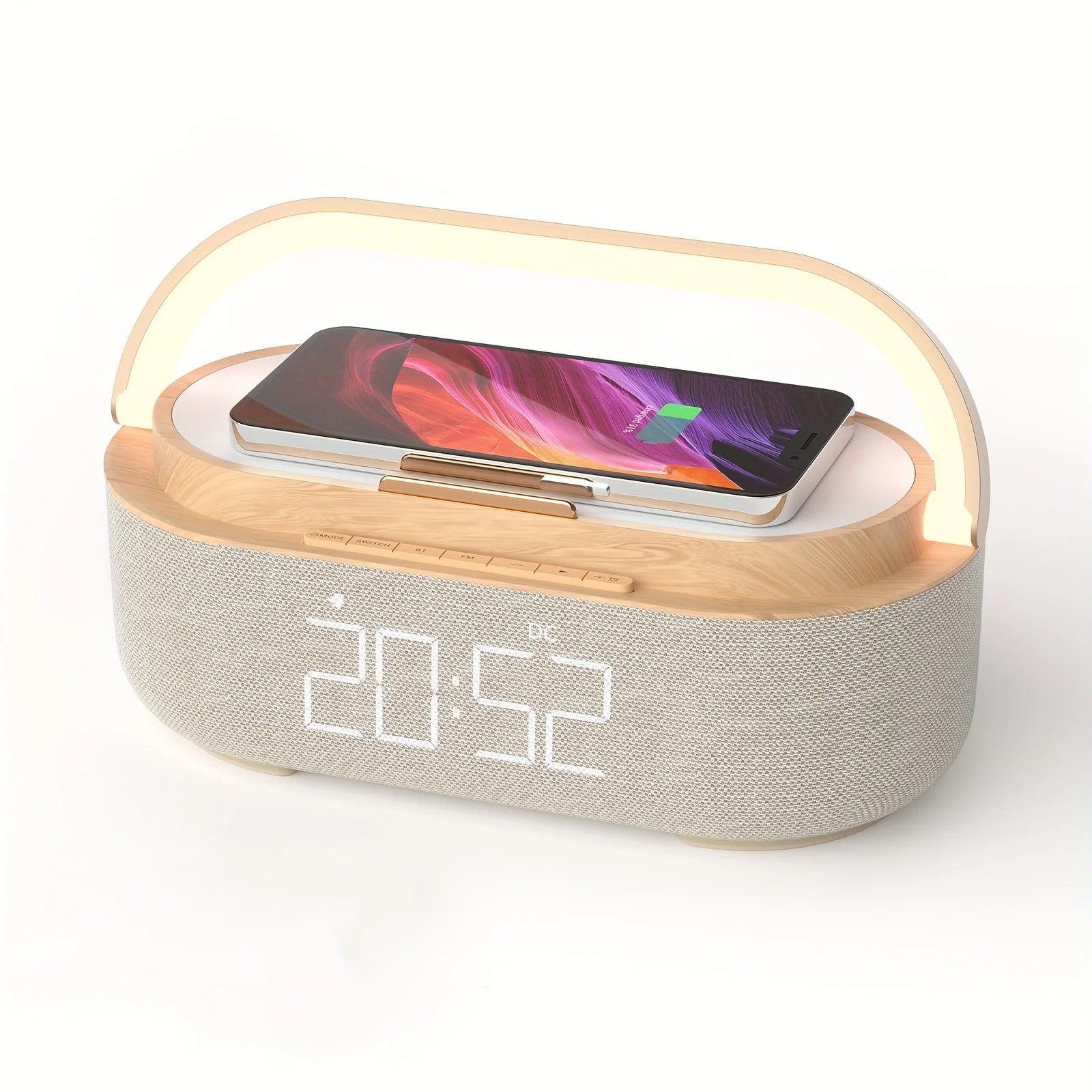 2025 Smart Alarm Clock - 15W Wireless Charger, Bluetooth Speaker, FM Radio & LED Night Light - Perfect Bedside Gift