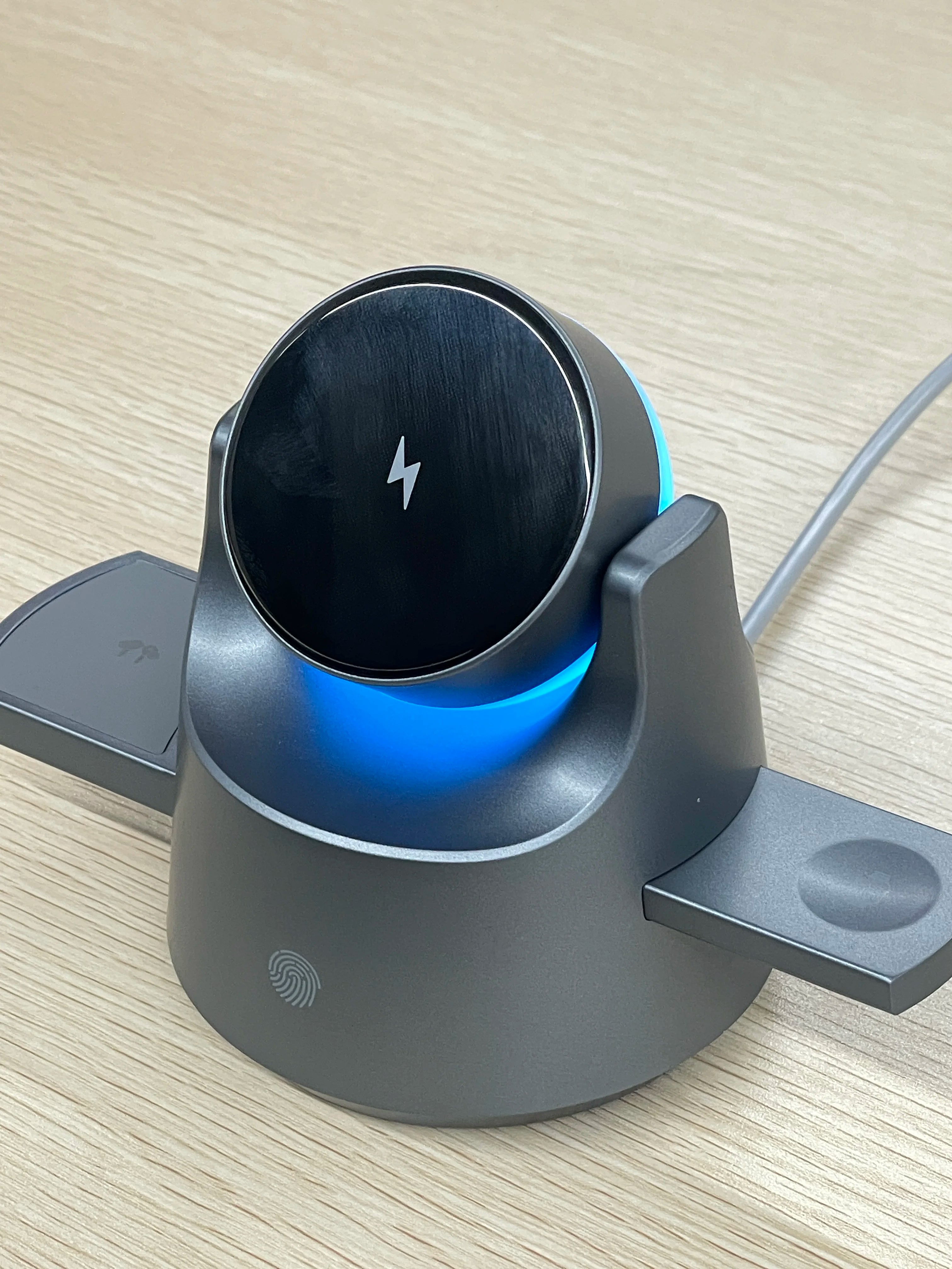 Three-in-One Wireless Charger Stand Magnetic Absorption Bluetooth Wireless Earphones Smart Watch Holder Desktop Atmosphere Light