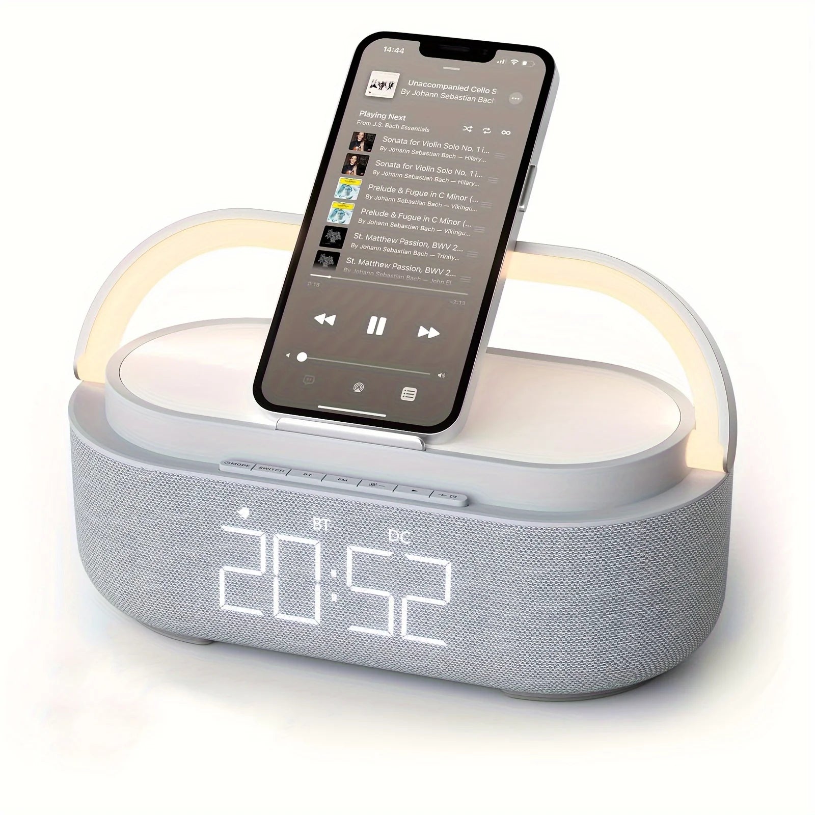 2025 Smart Alarm Clock - 15W Wireless Charger, Bluetooth Speaker, FM Radio & LED Night Light - Perfect Bedside Gift