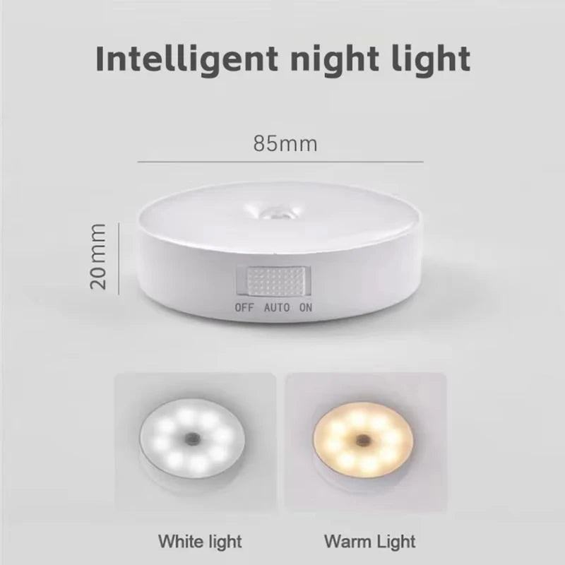 Smart Human Sensor LED Night Light USB Charging Wireless Magnetic Mount Emergency Auto Lighting Lamp for Home Office Hallway