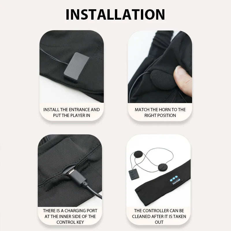 Wireless Bluetooth Headband Earphones Sports Fitness Yoga Headband Headset Elastic Soft Sleeping Smart Music Eye Mask Headphones