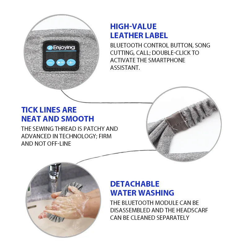 Wireless Bluetooth Headband Earphones Sports Fitness Yoga Headband Headset Elastic Soft Sleeping Smart Music Eye Mask Headphones